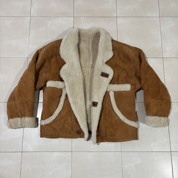 Sandro Jackets & Blazers - Sandro Paris Fur Leather Brown Winter Coat Lamb BRAND NEW FLAWED Shearling